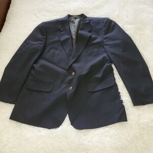 Bernhard Altmann Couture Blazer Blue Gold Buttons Nautical Size 46R 100% Wool